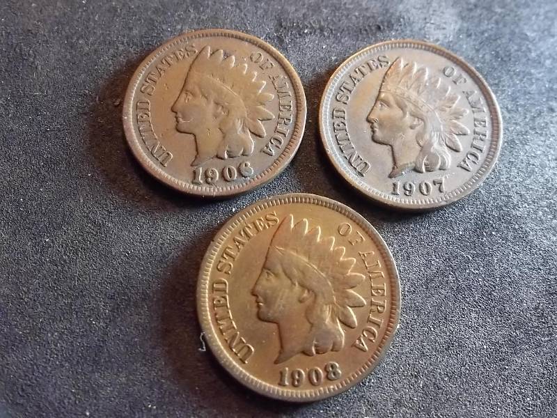 1906, 1907, 1908 Indian Head Cents