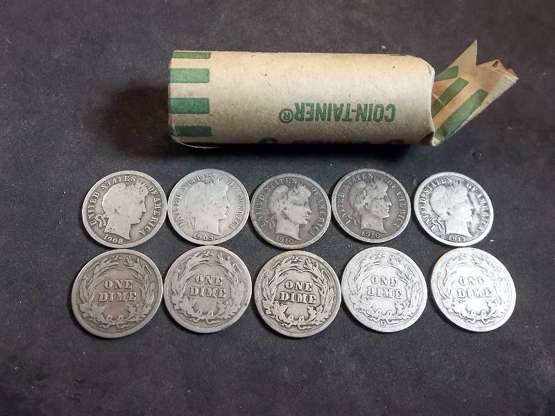 Full Roll Of Barber Dimes 1892-1916