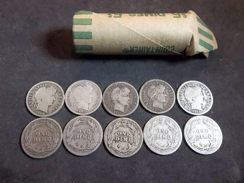 Full Roll Of Barber Dimes 1892-1916