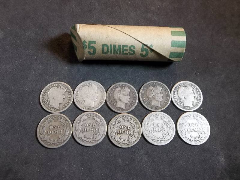 Full Roll Of Barber Dimes 1892-1916