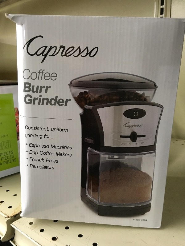 lot 555 image: CAPRESSO COFFEE GRINDER, MSRP $29.99