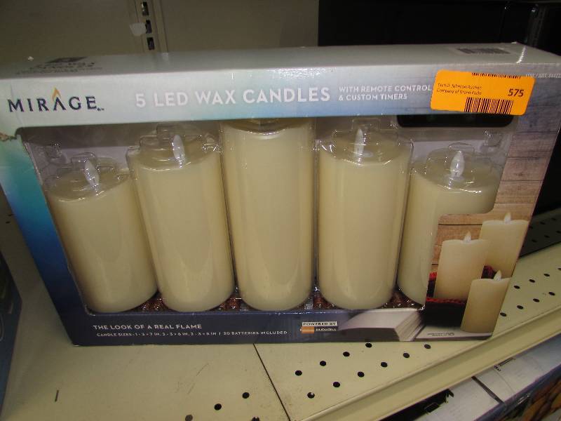 lot 575 image: MIRAGE 5PC LED CANDLES, MSRP $39.99