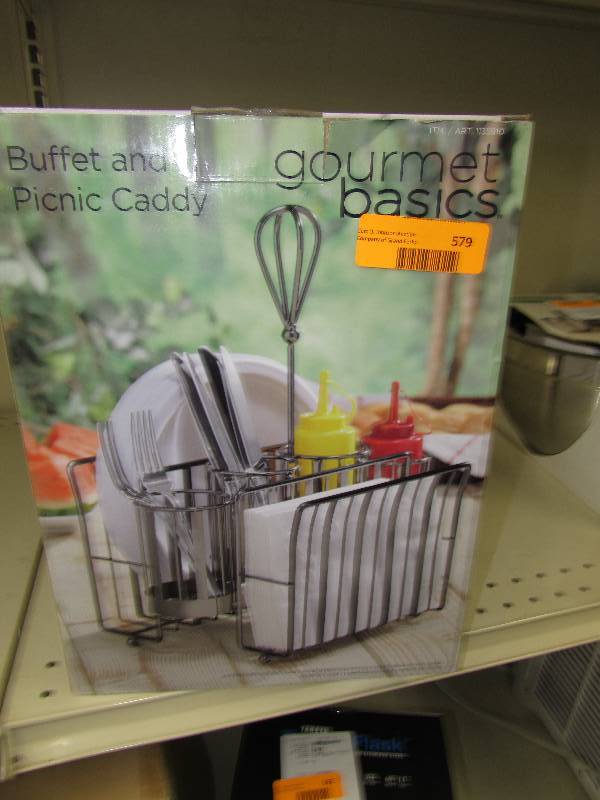 lot 579 image: GOURMET BASICS BUFFET AND PICNIC CADDY, MSRP $14.99