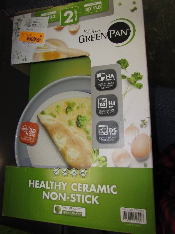 lot 44 image: GREENPAN 2PC FRYPAN SET, MSRP $39.99
