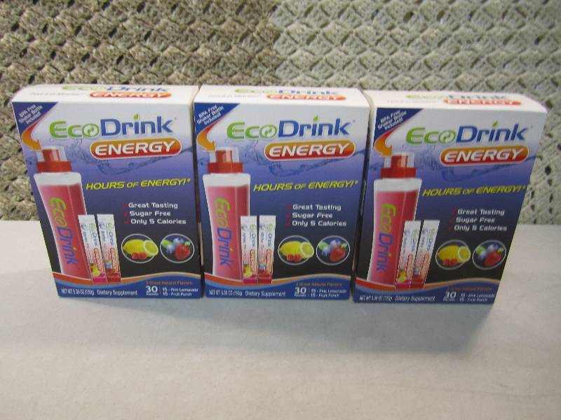 lot 25 image: Lot of 3 Boxes Eco Drink Energy Die...