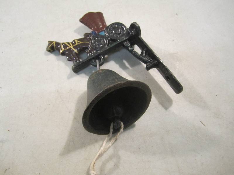 lot 107 image: All Cast Iron Bell and Mounting Bra...