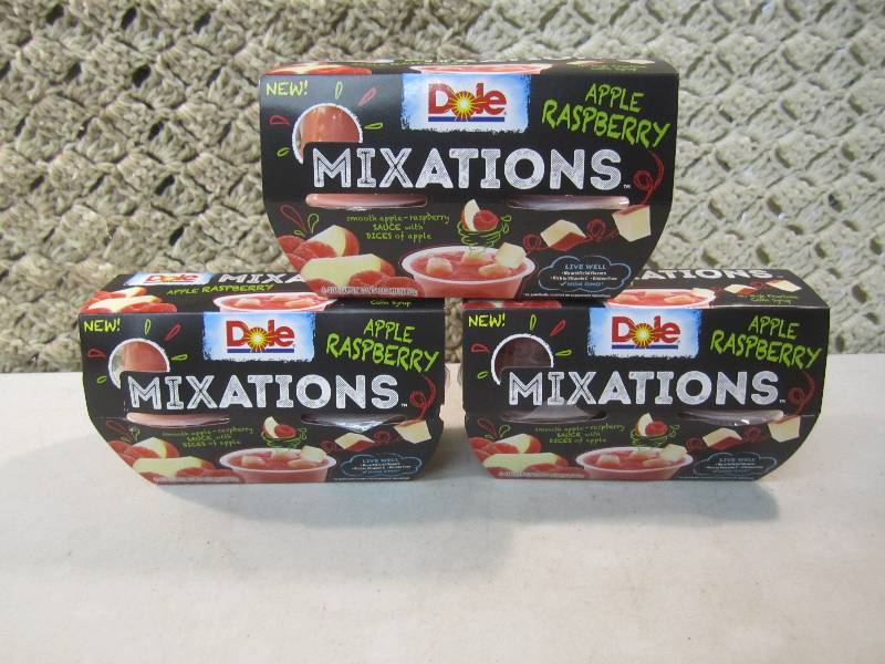 lot 168 image: Lot of 3 - 4 packs Dole Apple Raspb...