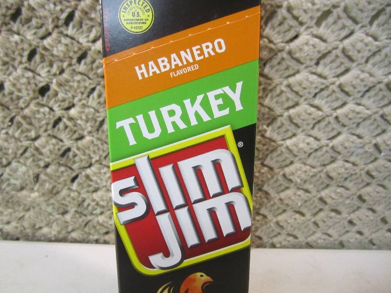 lot 188 image: Box of 24 Slim Jim Snack Sticks Hab...