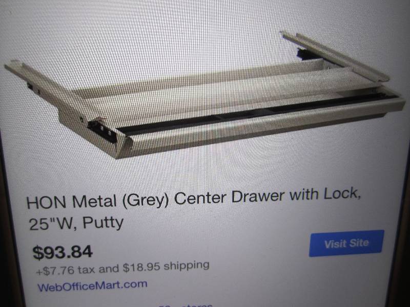 lot 325 image: HON Metal Center Drawer with Lock P...
