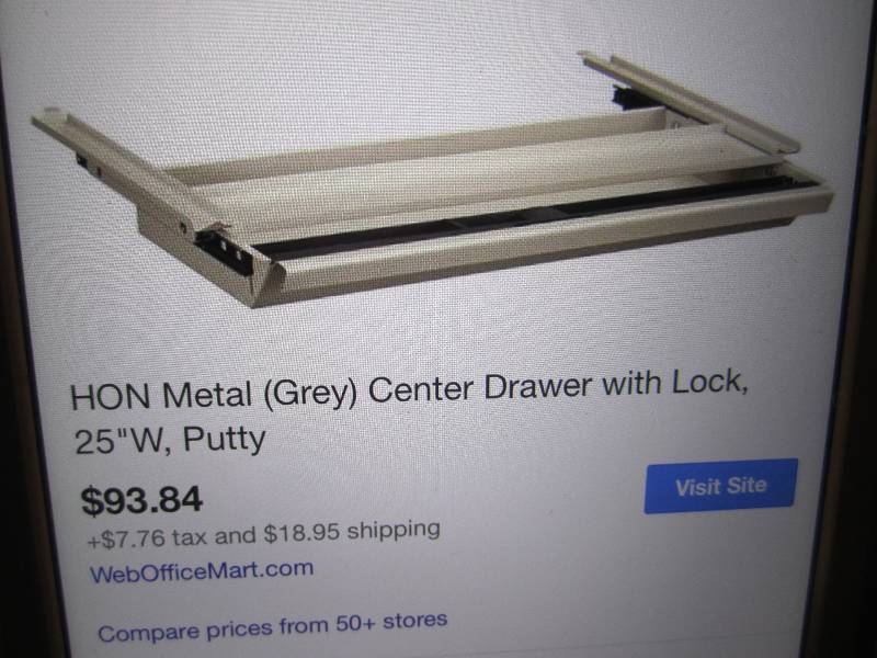 lot 326 image: HON Metal Center Drawer with Lock P...
