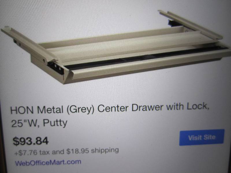 lot 327 image: HON Metal Center Drawer with Lock P...