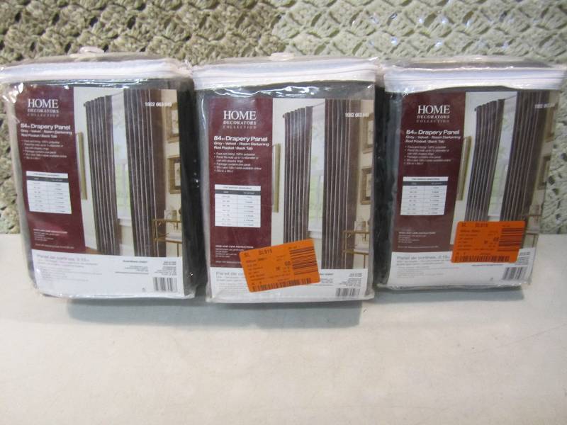 lot 222 image: Lot of 3 Matching Drapery Panels 50...