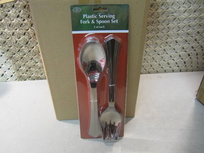 lot 239 image: Case of 12 Plastic Serving Fork & S...