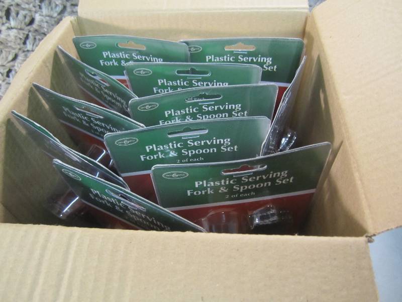 lot 242 image: Case of 12 Plastic Serving Fork & S...