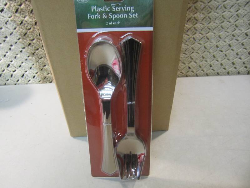 lot 243 image: Case of 12 Plastic Serving Fork & S...