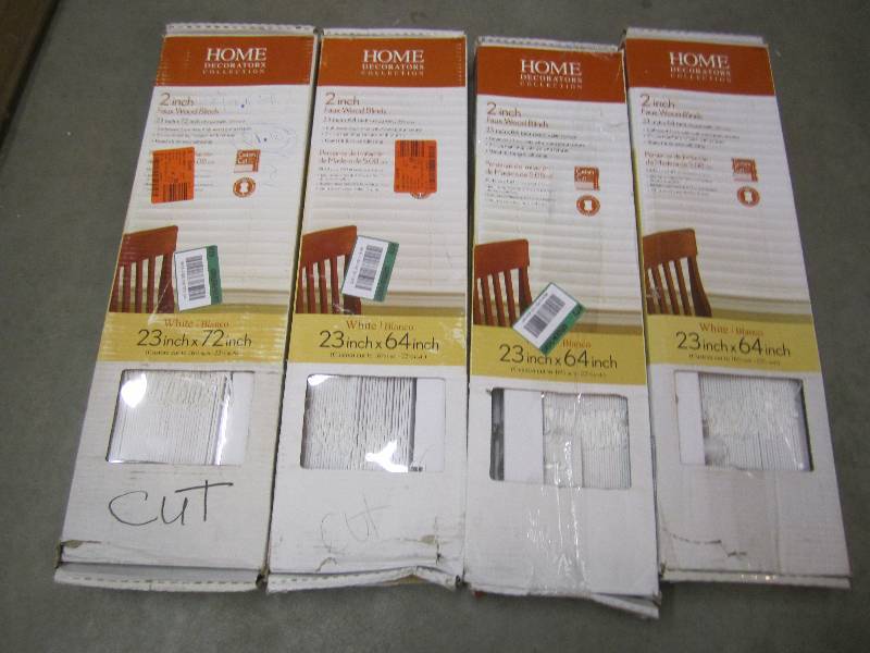 lot 304 image: Lot of 4 Faux Wood Blinds See Photo...