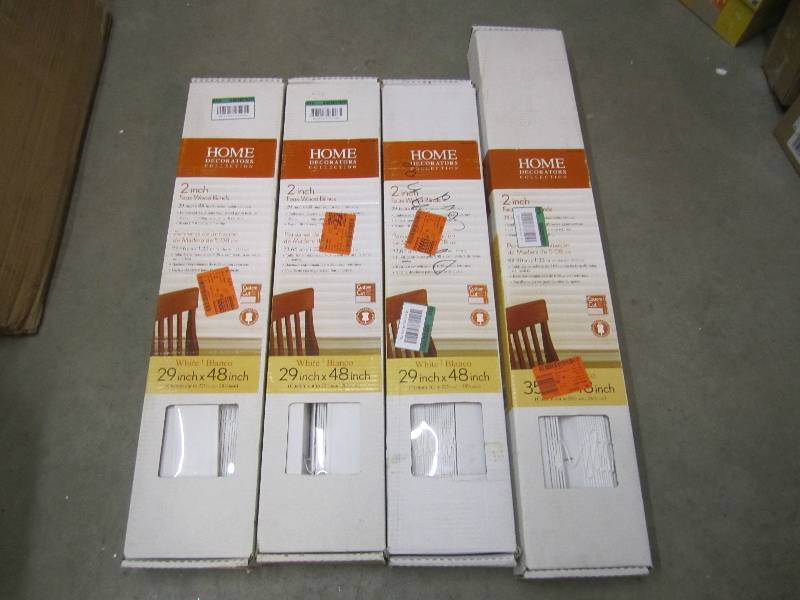 lot 308 image: Lot of 4 Faux Wood Blinds See Photo...