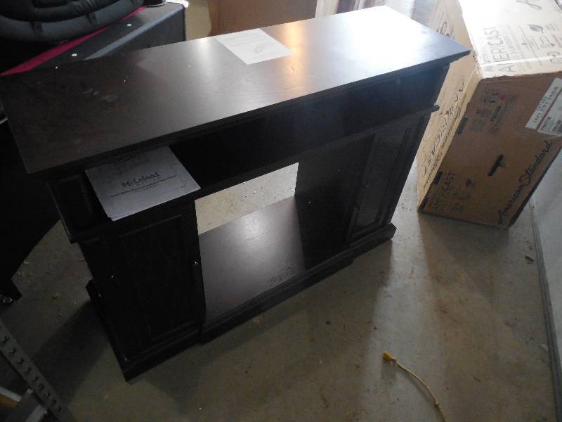 lot 27 image: McLeland Design Sutton Media Fireplace Mantel with Glass Doors - Espresso