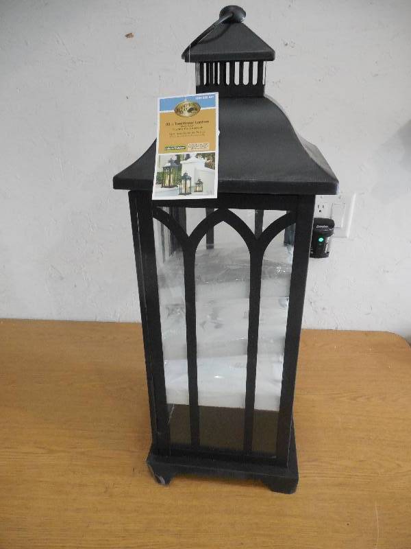 lot 35 image: Hampton Bay 30 in. Metal Lantern in Black
