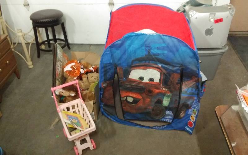 lot 36 image: Play Tent, Stuffed Animals, Shopping Cart