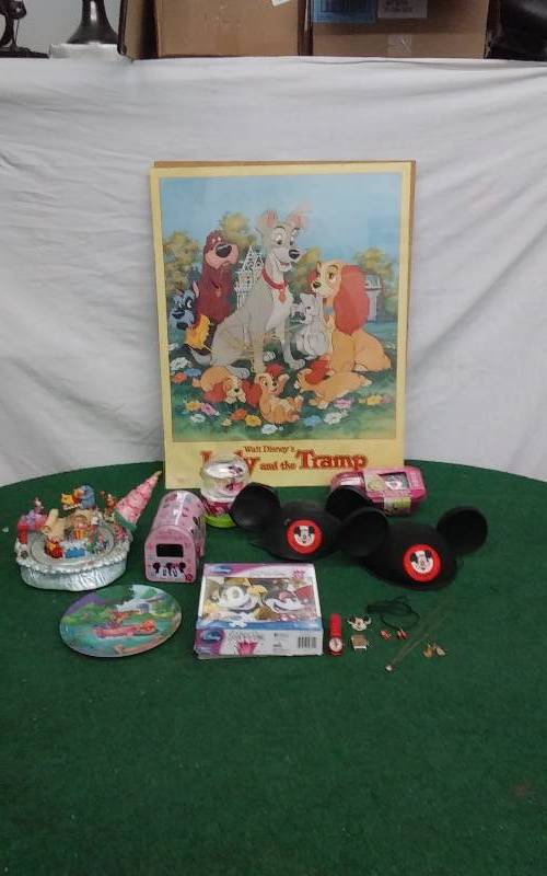 lot 49 image: Lot Of Disney Collectibles, Pooh Collectibles, Mickey Mouse Watch & Other Jewelry