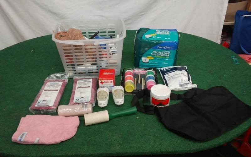 lot 56 image: Box Lot Of First Aid, Ace Bandage, Arm Sling, Disposable Unders Size XL