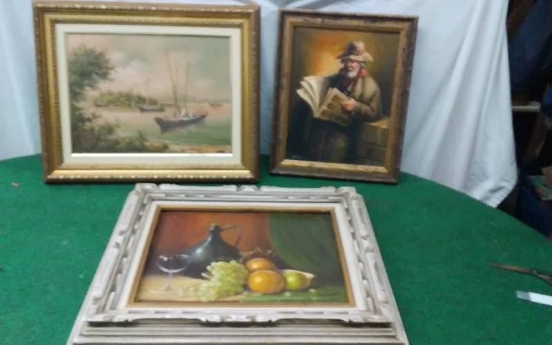 lot 82 image: 3-Framed Paintings On Canvas