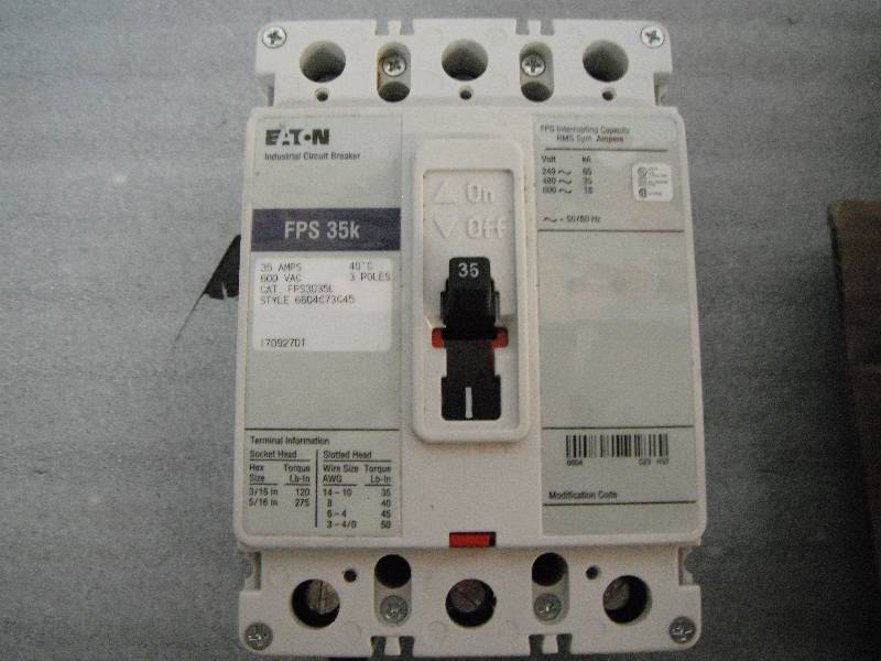 Eaton 35 Amps 600 VAC 3 POLE Breaker