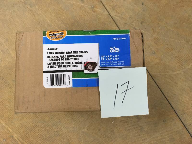 lot 17 image: Arnold  Tractor Tire Chains for 22 in. x 9-12 in. x 12 in. Wheels ( Set of 2 ) not used