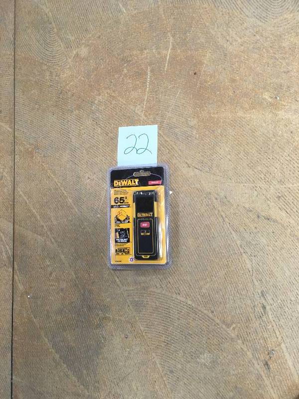 lot 22 image: DeWalt Laser Distance Meter, 65 ft. in good working condition