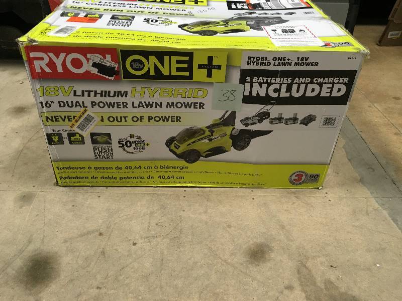 lot 38 image: Ryobi One 18V Lithium-Hybrid 16 Dual Power Lawn Mower
