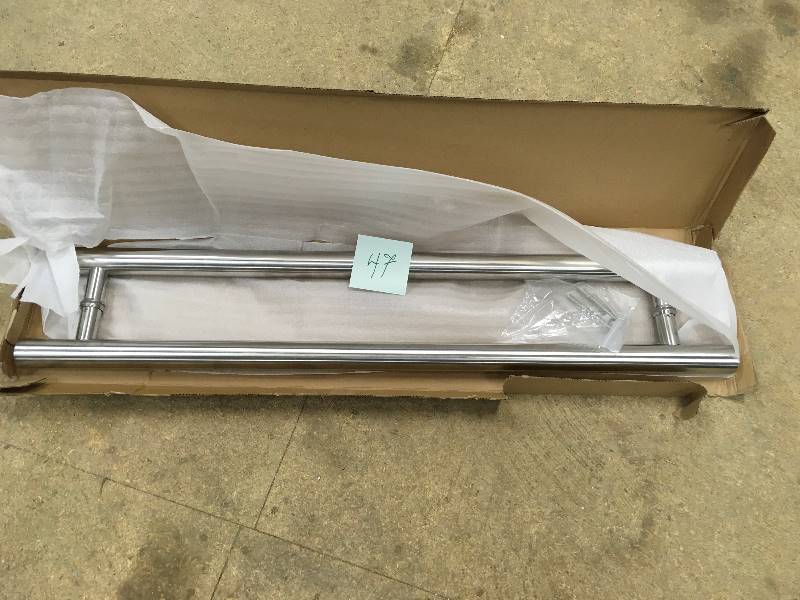 lot 47 image: Strongar Ladder Style 36. X 1-12 in. Back to Back Satin Stainless Steel Door Pull Handle not used