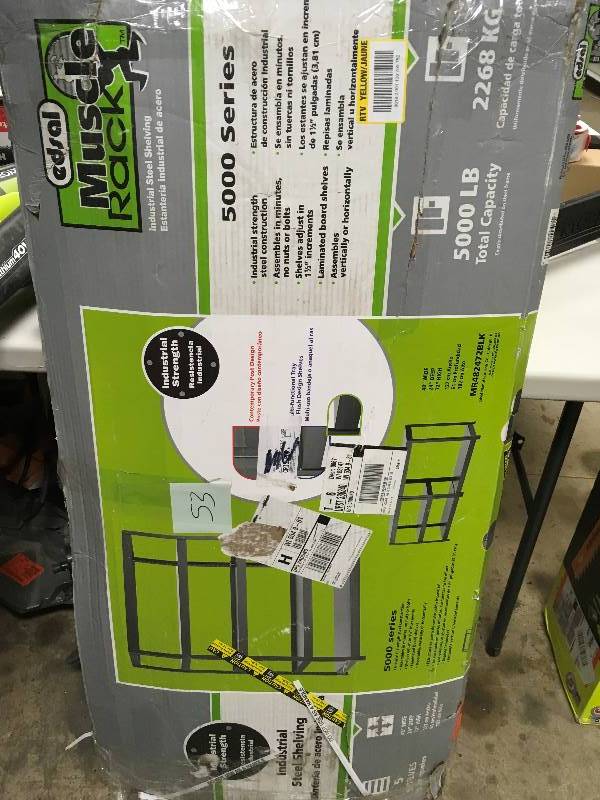 lot 53 image: Edsal Muscle Rack 5 - Shelf Steel Shelving Unit, Black not used