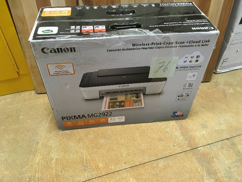 lot 76 image: Cannon PIXMA MG2922 Wireless Print-Copy-Scan Cloud Link
