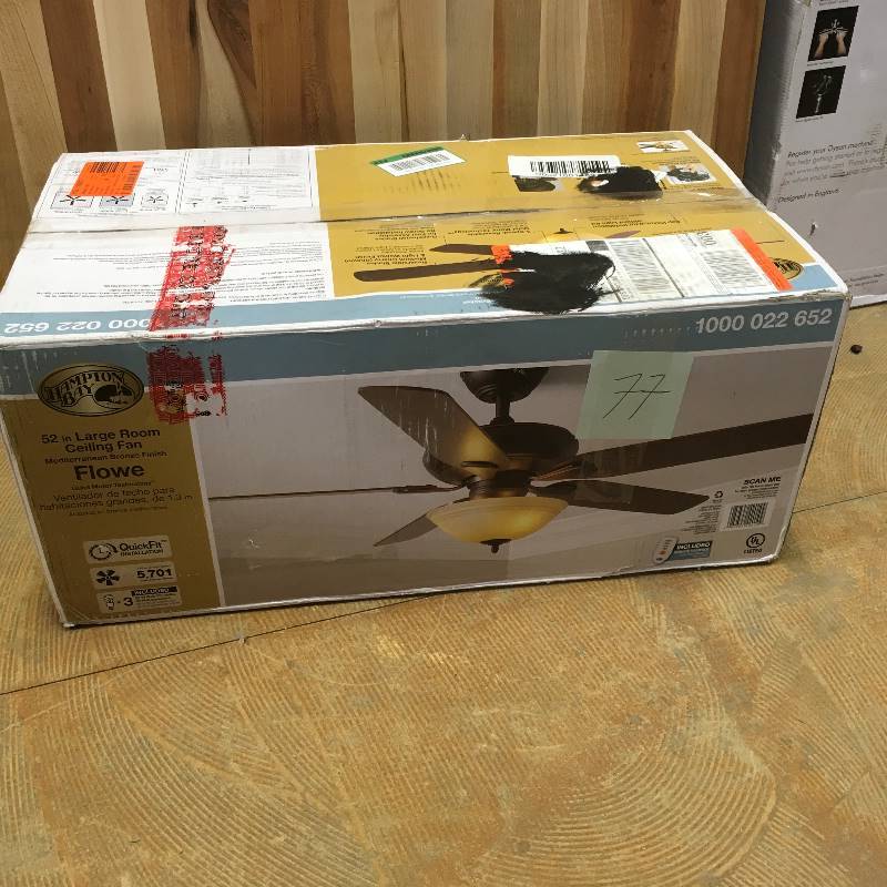 lot 77 image: Hampton Bay 52 in. Large Room Ceiling Fan Mediterranean Bronze Finish not used