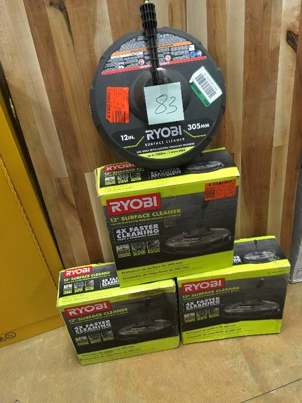 lot 83 image: Ryobi 12 in. Surface Cleaner for Eletric Pressure Washers - lot of 4