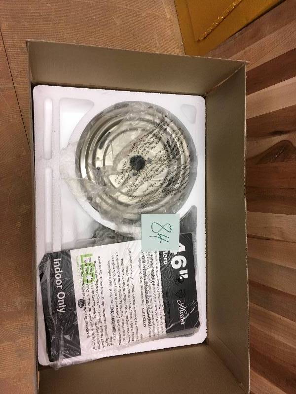 lot 84 image: Hunter Antero 46 in. Brushed Nickel Ceiling Fan not used