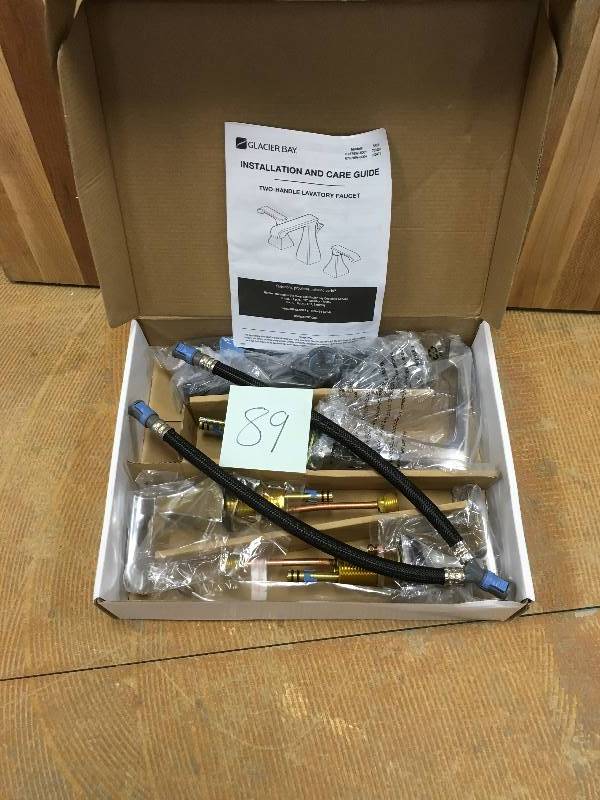 lot 89 image: Glacier Bay Adelyn 8 in. Widespread 2 Handle High Arc Bathroom Faucet in Chrome not used