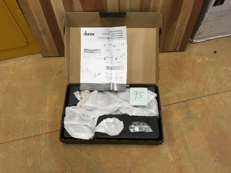 lot 95 image: Danze Parma Single Handle Wall Mount Pot Filler- Stainless Steel not used