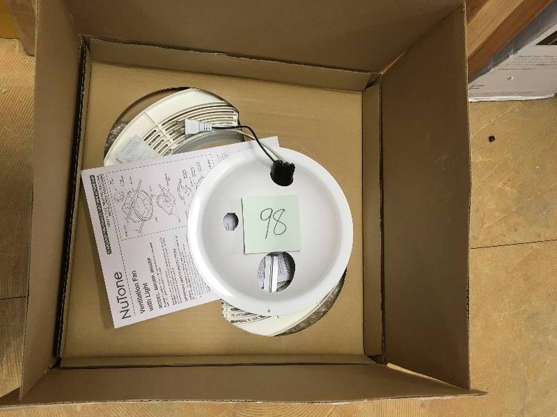 lot 98 image: Broan NuTone Decortive Bathroom Fan with Light not used