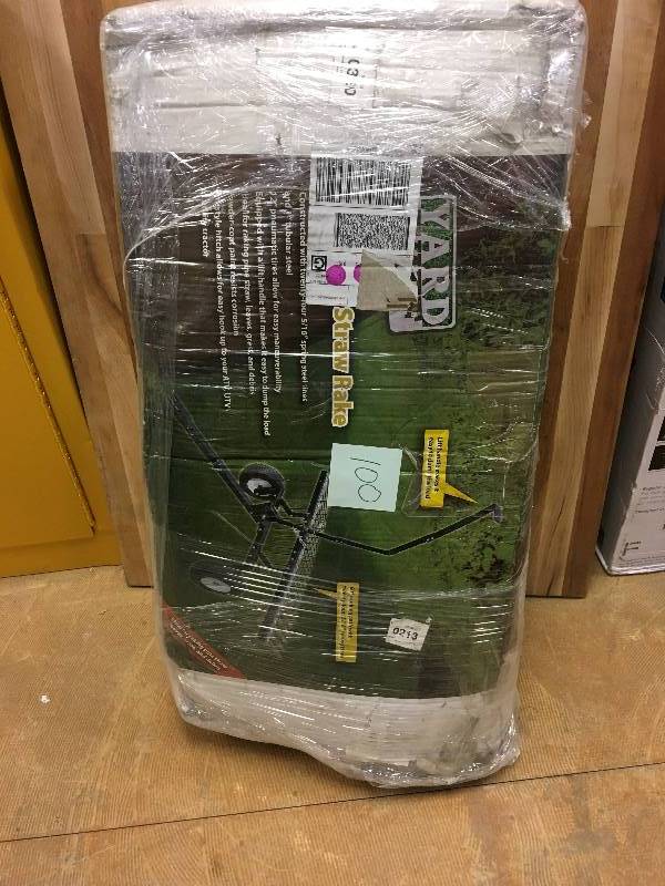 lot 100 image: Yard Tuff 60-inch Pine Straw Garden Rake for ATV , UTV, or Utility Tractor