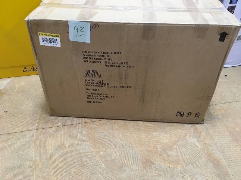 lot 93 image: Home Accents Holiday 5 ft Pre-Lit Grapvine Angel with Horn not used