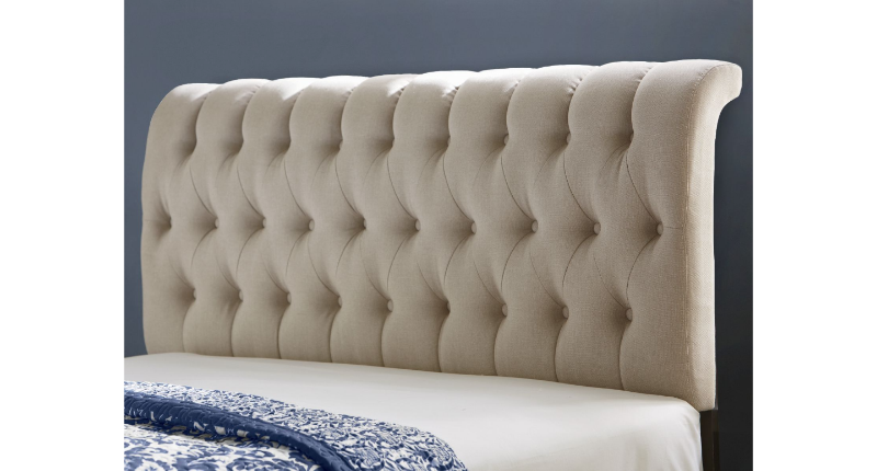 lot 30 image: Tufted Linen Headboard Queen open b...