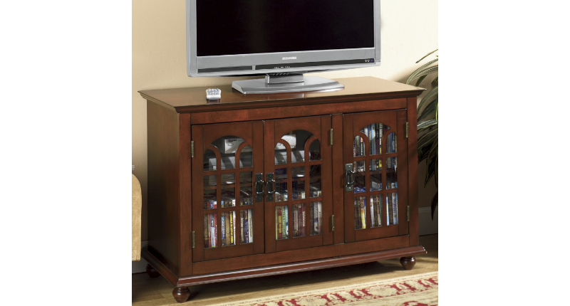 lot 91 image: Arched 3-Door TV Stand open box Ret...