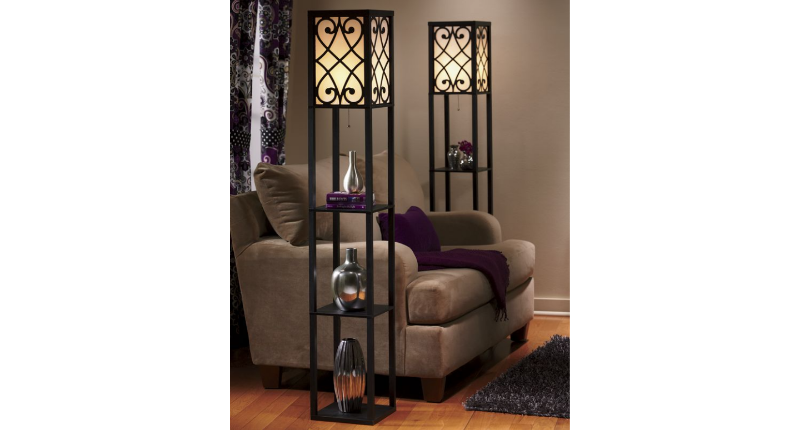 lot 167 image: Eurico Floor Lamp with Shelves open...