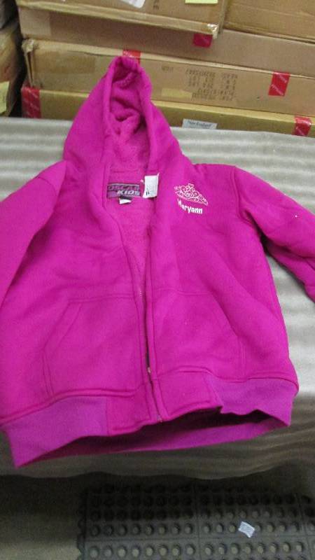 lot 376 image: Personalized Pink Hooded Sweatshirt...