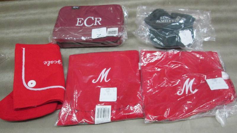 lot 387 image: 2 Mongrammed Scarves ,Care Kit, Cap...