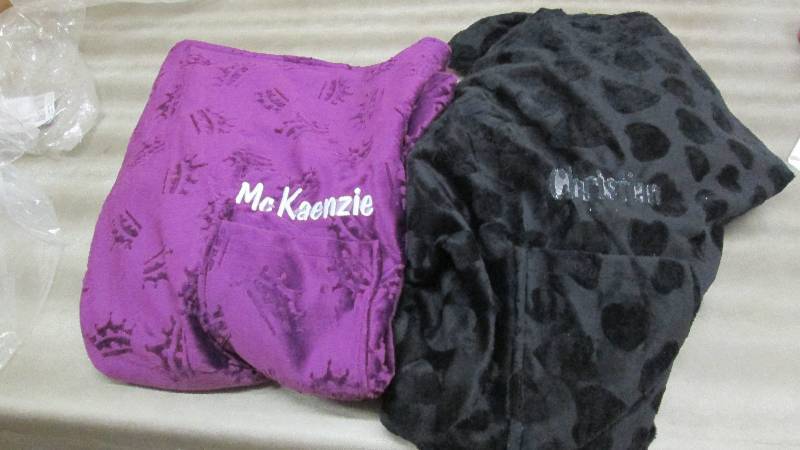 lot 392 image: 2 Personalized Throws...