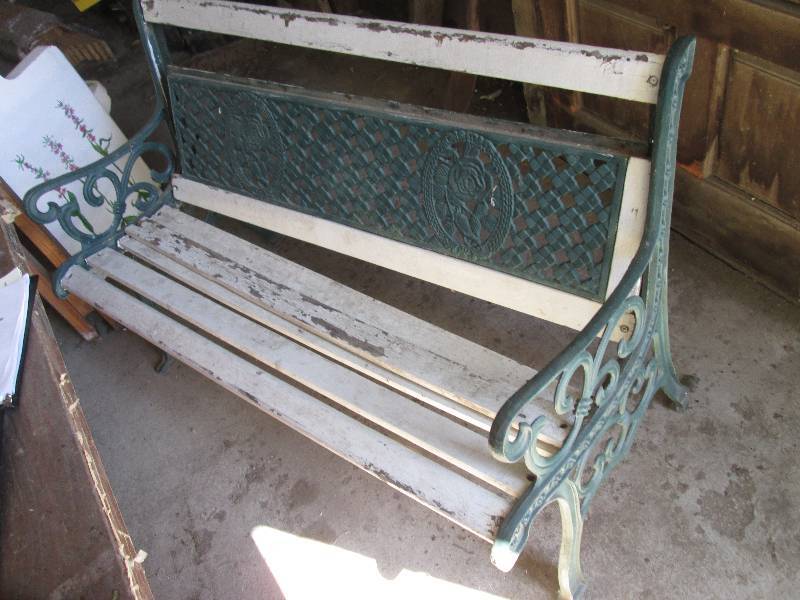 lot 303 image: Bench with metal back for parts or ...