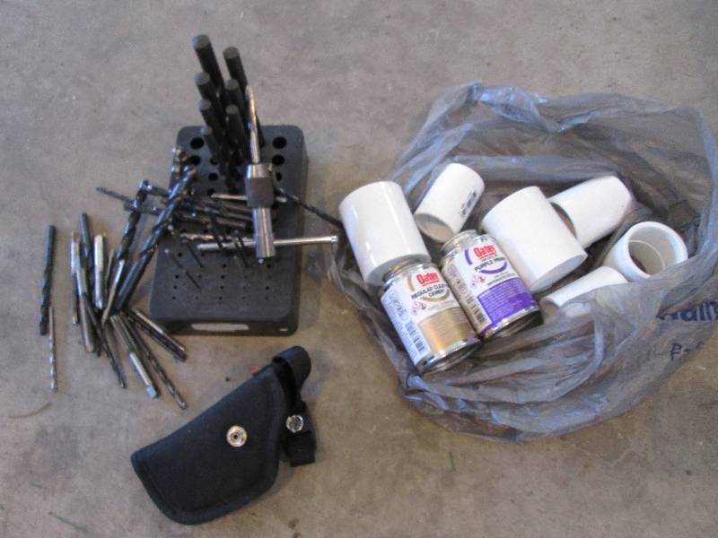 lot 40 image: PVC Connections and drill bits, the...